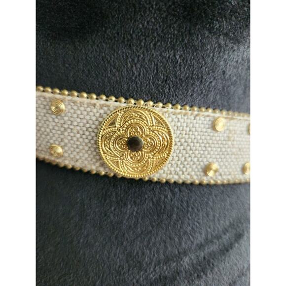 Elite Fresno Womens Western Belt Brown Basket Weave Lucite Polished Stones L - Picture 3 of 6